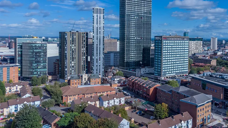 Birmingham city centre skyline seen from the west